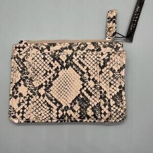 Sienna Mae Lennon Vegan Leather Card Wallet Beige & Black Snake Print